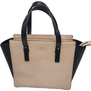 Kate Spade Medium Cedar Street Hayden Leather Handbag Purse Warm Beige & Black